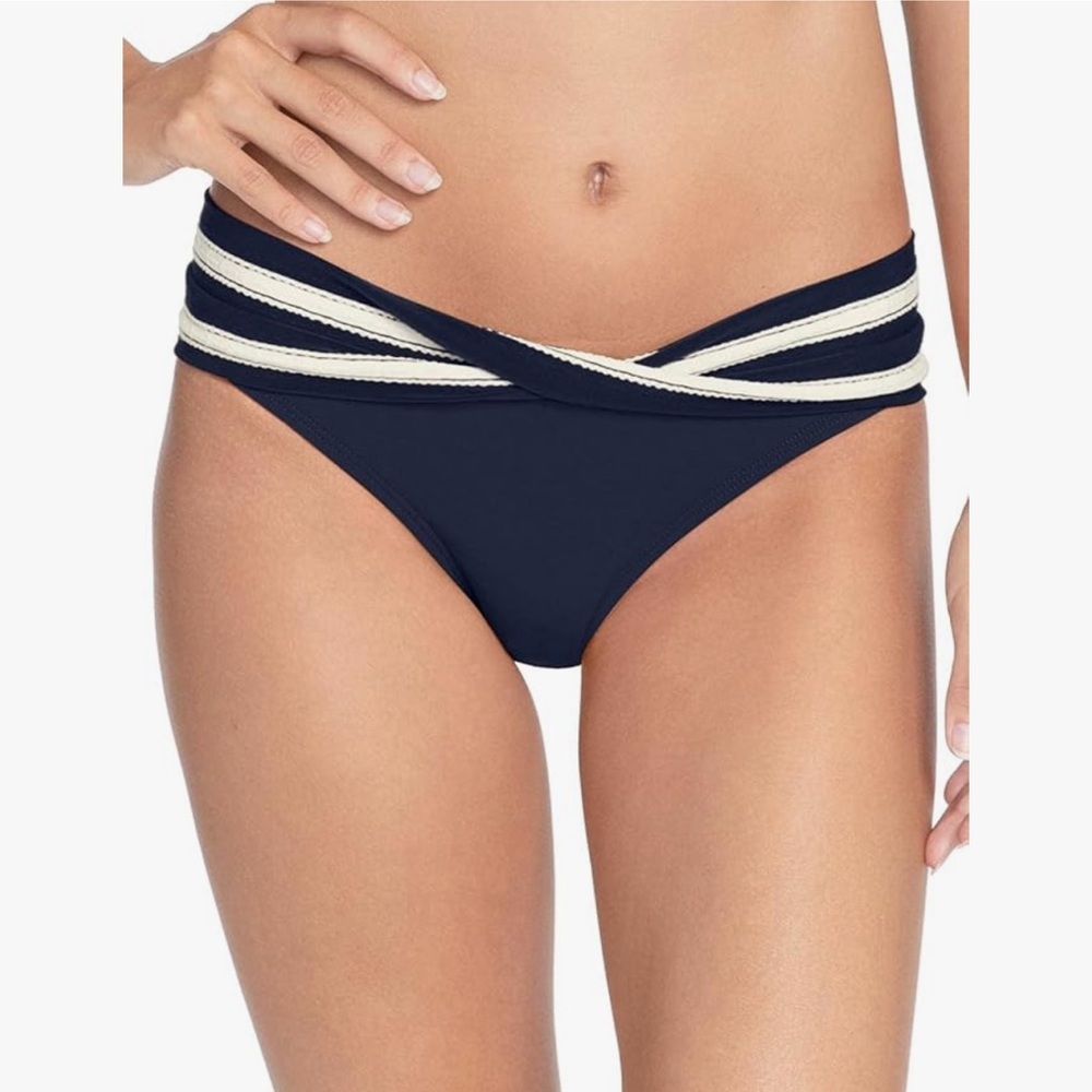 Robin Piccone Abi Indigo Stripe Twist Bikini Bottom Sz S NWT | Robin Piccone NWT